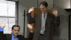 Michael and Dwight hands up