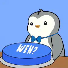 Wen? Penguin with blue button