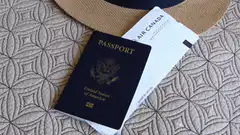 Man packs bag and leaves hotel room