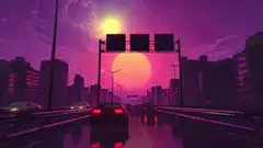 synthwave sunset city drive