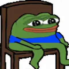 Sad Pepe sitting in a chair