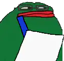 Pepe the Frog crying over a blank paper