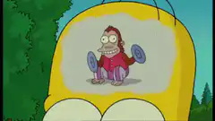 Simpsons monkey lifting weights