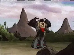Grimlock transforms into a dinosaur