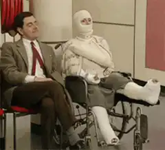 Mr. Bean kicks injured woman in wheelchair