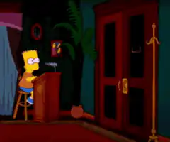Bart Simpson at a podium