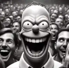Homer Simpson DJing in a crowd