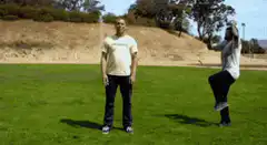 man gets kicked in the face