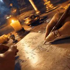 Hand writing on palm leaf manuscript