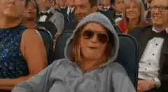 Tina Fey in hoodie and sunglasses at awards show