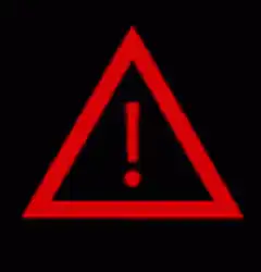 Red critical error warning triangle glitch