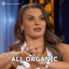 Woman saying all organic