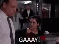 Woman screaming GAAAY at man