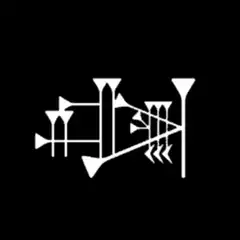 white symbols on black cubes
