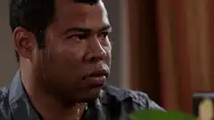 Jordan Peele sweating profusely