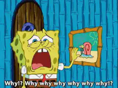 SpongeBob screaming why at Snail picture