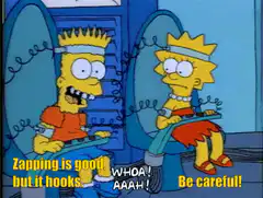 Bart and Lisa hooked to the zapper