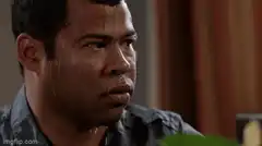 Jordan Peele sweating nervously
