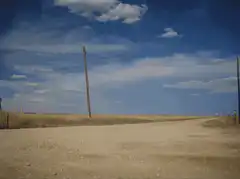 tumbleweed rolling down dirt road