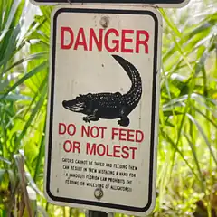 Danger alligator sign do not feed or molest