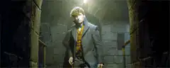 Newt Scamander walking with wand