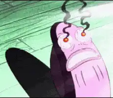 Squidward's shocked face with smoke