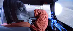 Snowspeeder crashes into AT-AT