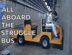Man driving struggle bus in tunnel