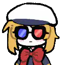 Chibi character with 3D glasses