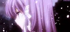 Anime girl with purple hair crying