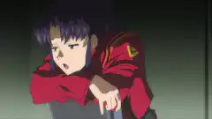 Misato spins on a chair