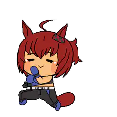 Chibi character hugging self