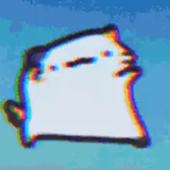 glitchy white cat head