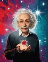 Albert Einstein holding a glowing orb