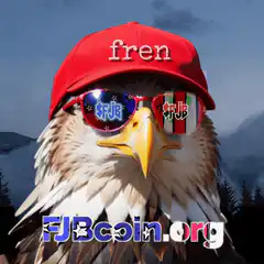 Eagle wearing fren hat and FJB sunglasses