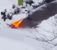 Flaming meteorite crashes in snow