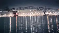 Bridge with lights and red star