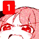 Red halftone anime girl face with number 1