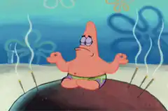 Patrick Star meditating with acupuncture needles
