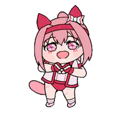 Chibi pink cat girl heart hands