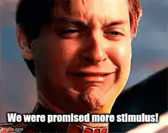 Tobey Maguire crying We were promised more stimulus