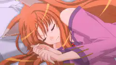 orange hair anime girl sleeping