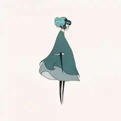 Woman in blue dress with umbrella
