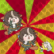 Chibi characters dancing with cat