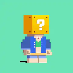 pixel art character with question mark block head