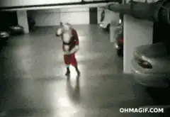 Santa slips and falls in garage