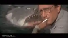 Quint smoking after shark attack