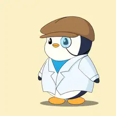 Detective penguin with giant syringe