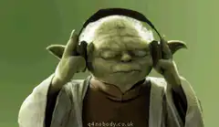 Yoda listening to music