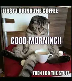 Cat drinking coffee then doing stuff